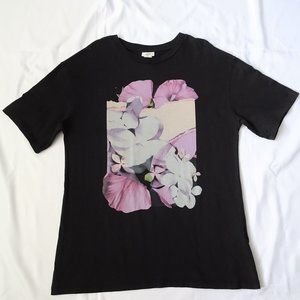 Helena Christensen H&M Black Purple Floral T-Shirt